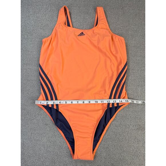 Adidas 3S One Piece Swimsuit Coral Fusion Shadow US Size 16 - Picture 6 of 7